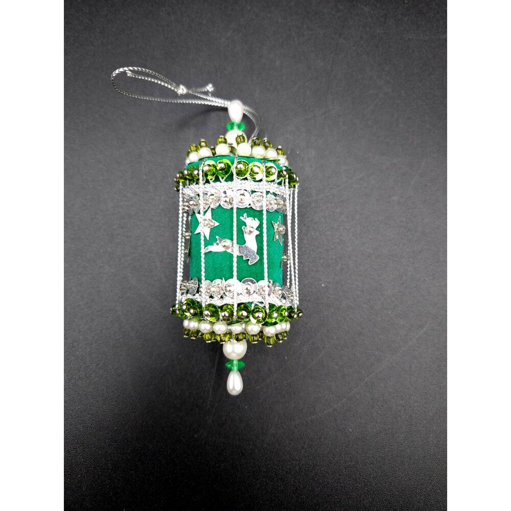 Vintage LeeWards REINDEER CAROUSEL Bead Sequin Push Pin Christmas Ornament